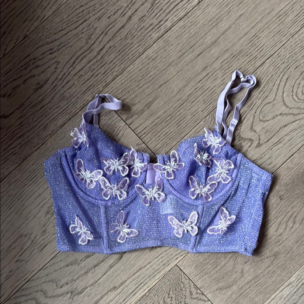 Fashion Nova Purple Butterfly Crop Top